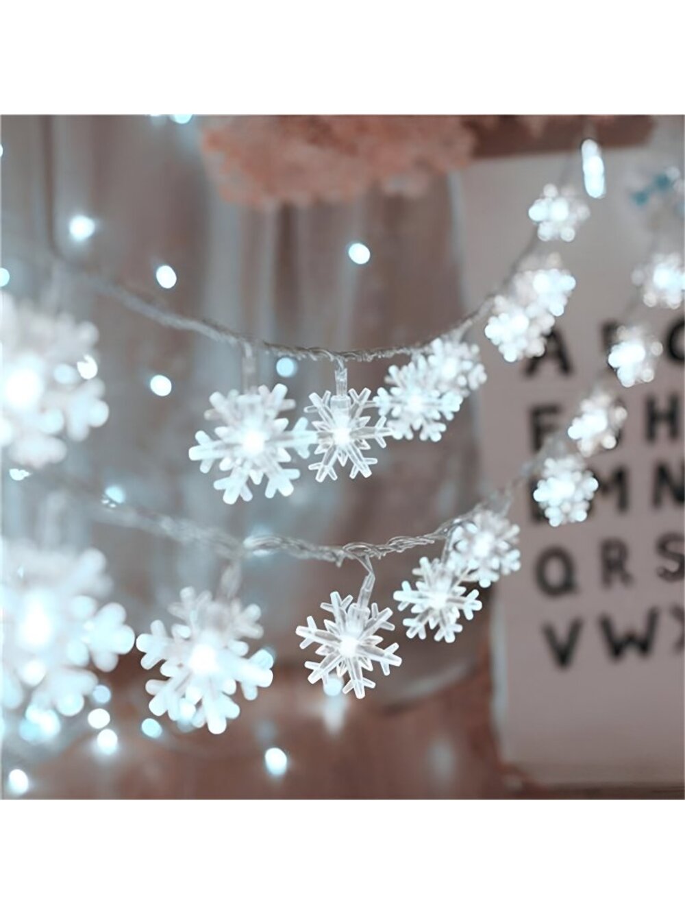 Snowflake String Lights 19.6 ft 40 LED Lights Battery Operated Waterproof
